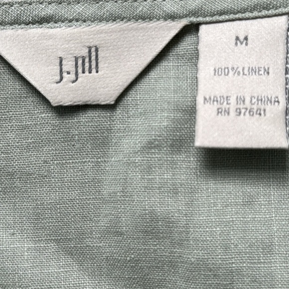 J Jill 100% Linen, Seagram Green Embroidered Tunic, Size Medium - Picture 4 of 7